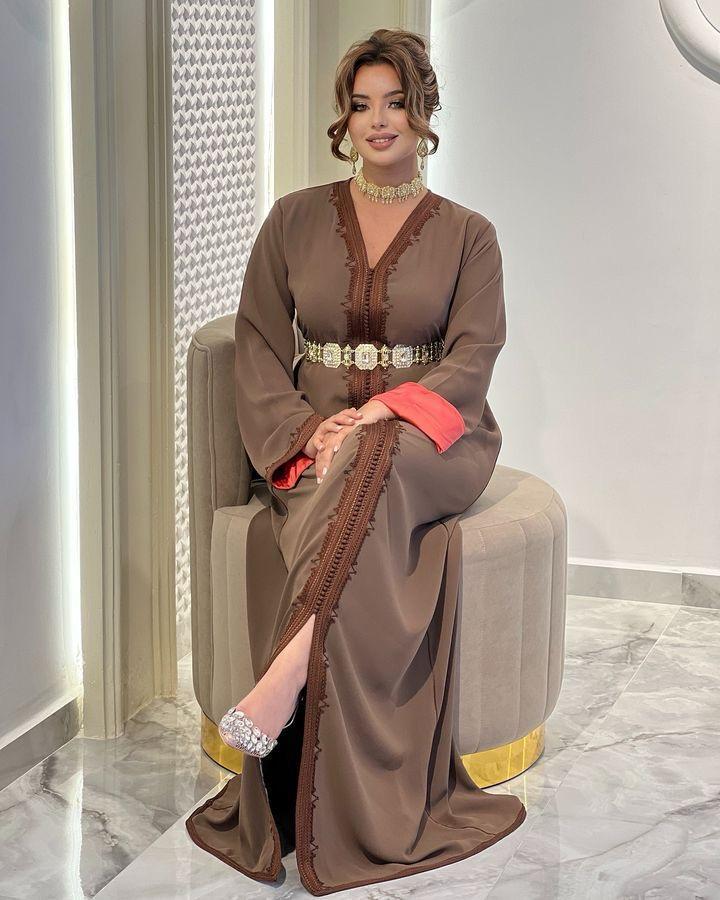 Elegant Moroccan Caftan with Gold Belt – Traditional Kaftan for Special Occasions