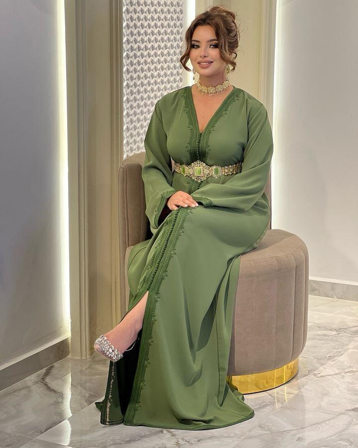 Elegant Moroccan Caftan with Gold Belt – Traditional Kaftan for Special Occasions