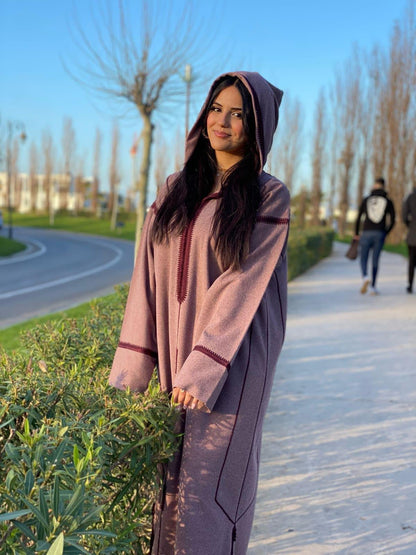 Elegant Moroccan Wool Jellaba for Women – Handmade Winter Hooded Caftan