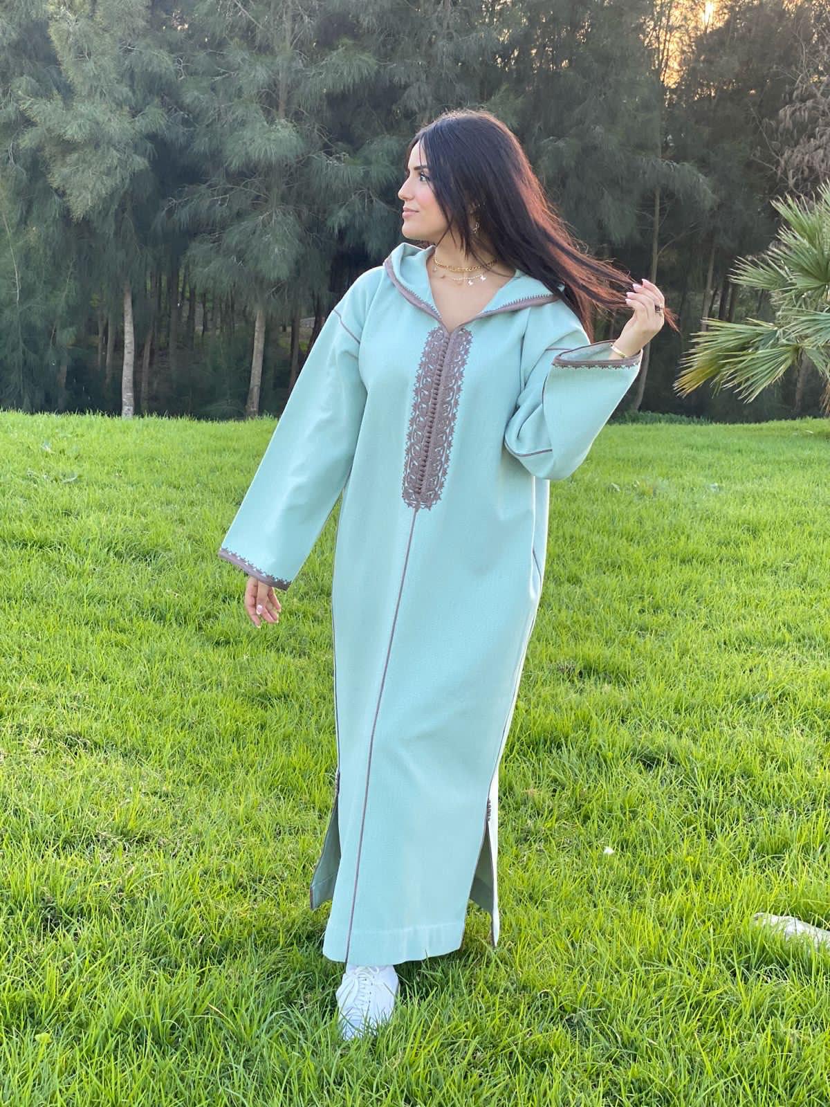 Luxury Moroccan Jellaba – Handmade Embroidered Hooded Jellaba for Women